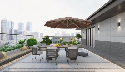 现代屋顶花园3D模型下载